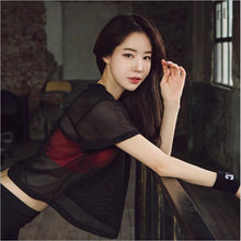 Load image into Gallery viewer, Women Yoga Shirt Hollow Out Mesh Blouse Crop Tops Sports Running Tshirt Breathable Fitness Tops Gym Clothing for Women
