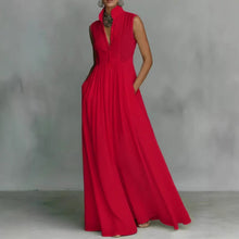 Load image into Gallery viewer, Women's French-Style High-Waist Midi Dress with Ribbon Tie
