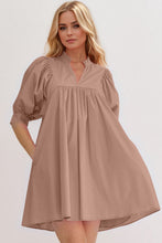 Load image into Gallery viewer, Pink Puff Sleeve Mini Dress Casual and Feminine Dress for Women Simple Classic Summer Dress
