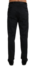 Load image into Gallery viewer, Dolce &amp; Gabbana Black Cotton Brocade Formal Trousers Pants
