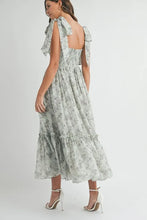 Load image into Gallery viewer, Floral Bust Ruched Midi Dress with Shoulder Tie For Women – Ruched Midi Dress For Summer, Floral Bust Dress, Shoulder Tie Dress, Feminine Midi Dress, Chic Event Dress
