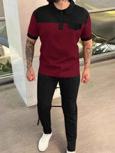 Load image into Gallery viewer, Men‘s Full Size Waffle-Knit Contrast Top and Pants Set Plus Size

