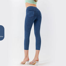 Load image into Gallery viewer, Denim-Look Capri Yoga Pants – Slim Fit High-Elastic Tummy Control Fitness Pants

