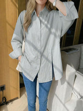 Load image into Gallery viewer, Women's Solid Color Drop Shoulder Button Side Slit Shirt
