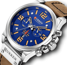 Load image into Gallery viewer, Retro  Waterproof Watch With Chronometers Steel Case And Leather Belts Unique Design Excellent Look Perfect Gift For Your Man
