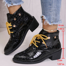Load image into Gallery viewer, Women's Chunky Heel Pointed-Toe Lace-Up Ankle Boots
