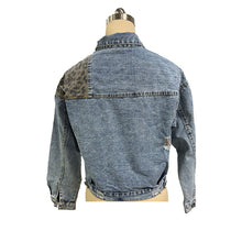 Load image into Gallery viewer, Women's Cropped Distressed Denim Jacket
