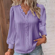 Load image into Gallery viewer, Women’s Lace-Trim V-Neck Blouse
