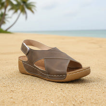 Load image into Gallery viewer, Women's Platform Roman Sandals | Open Toe Velcro Beach Sandals
