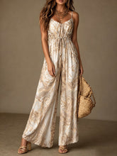 Load image into Gallery viewer, Women's Printed Backless Camisole Wide Leg Jumpsuit
