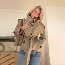 Load image into Gallery viewer, Women’s Lace-Up Waist Trench Coat
