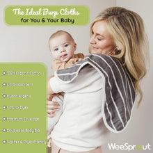 Load image into Gallery viewer, WeeSprout 100% Organic Cotton Burp Cloths — Ultra-Absorbent, Multi-Functional &amp; Gentle on Baby’s Skin
