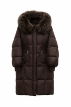 Load image into Gallery viewer, Lauren Genuine Fur Trim Down Fill Coat in Chocolate
