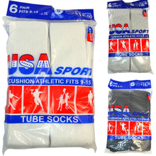Load image into Gallery viewer, Men Athletic Socks Cotton Sports Solid Tube Socks sox Sizes 9-15
