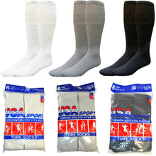 Load image into Gallery viewer, Men Athletic Socks Cotton Sports Solid Tube Socks sox Sizes 9-15
