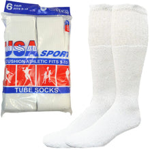 Load image into Gallery viewer, Men Athletic Socks Cotton Sports Solid Tube Socks sox Sizes 9-15
