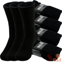 Load image into Gallery viewer, Lot 3-12 Pairs Mens Solid Sports Athletic Work Plain Crew Socks Size 9-11 10-13
