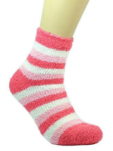 Load image into Gallery viewer, Womens Socks Soft Cozy Fuzzy Winter Home Warm Striped Sox Sizes 9-11
