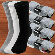 Load image into Gallery viewer, Lot 3-12 Pairs Mens Solid Sports Athletic Work Plain Crew Socks Size 9-11 10-13
