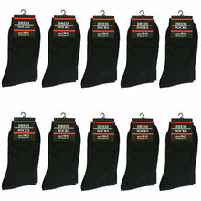 Load image into Gallery viewer, 3-12 Pairs Mens Solid Black Cotton Casual Formal Classic Dress Socks Size 10-13
