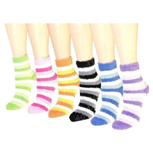 Load image into Gallery viewer, Womens Socks Soft Cozy Fuzzy Winter Home Warm Striped Sox Sizes 9-11
