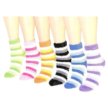 Load image into Gallery viewer, Womens Socks Soft Cozy Fuzzy Winter Home Warm Striped Sox Sizes 9-11

