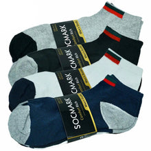 Load image into Gallery viewer, Mens athletic socks Striped Ankle Quarter Socks Cotton Low Cut Sizes 9-13
