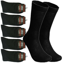 Load image into Gallery viewer, 3-12 Pairs Mens Solid Black Cotton Casual Formal Classic Dress Socks Size 10-13
