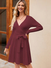 Load image into Gallery viewer, Women's Wrap A-Line Knit Dress Long Sleeve
