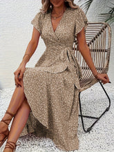 Load image into Gallery viewer, Summer Floral Boho Dress - Short Sleeve Ruffle Flowy Maxi Dresses
