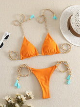 Load image into Gallery viewer, New Festival Flame Halter Bikini Set for Women – Triangle V-Neck Backless Two-Piece Swimsuit with Tie Side Bottoms &amp; Adjustable Lace-Up Fit – Sleek Polyamide Swimwear for Koningsdag/King’s Day &amp; Summer Beach Celebrations
