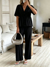 Load image into Gallery viewer, Women's V-Neck Loose Short-Sleeve Top &amp; Wide-Leg Pants Set
