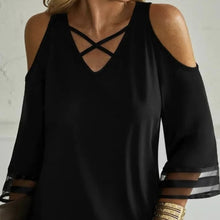 Load image into Gallery viewer, Women’s Off-Shoulder Cross Collar Long Sleeve Top
