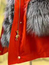 Load image into Gallery viewer, Roma Genuine Silver Fox Fur Rabbit Fur Insulated Parka in Red
