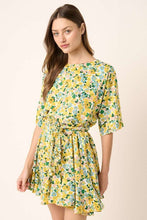 Load image into Gallery viewer, New Summer Floral Tie Waist Half Sleeve Mini Dress –Feminine and Chic Floral Dress with Flattering Tie Waist Detail
