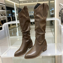 Load image into Gallery viewer, Chunky Heel Suede Riding Boots Women
