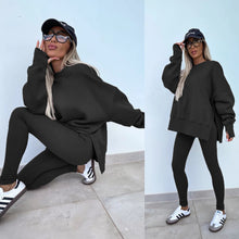 Load image into Gallery viewer, Women’s Casual Sweater Suit – Loose Split Top &amp; Fitted Trousers Set
