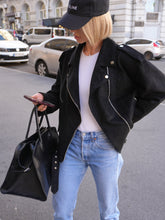 Load image into Gallery viewer, Dakota Eco Suede Aviator Jacket in Black
