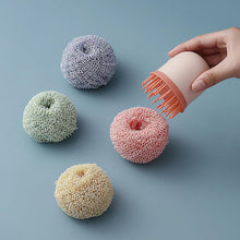 Load image into Gallery viewer, No-Scratch Kitchen Scrub Brush with Replaceable Fiber Scouring Balls – Anti-Scratch, Durable Handle for Non-Stick, Stainless Steel &amp; Ceramic Cookware
