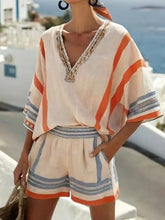 Load image into Gallery viewer, Women's V Neck Top and Shorts Set
