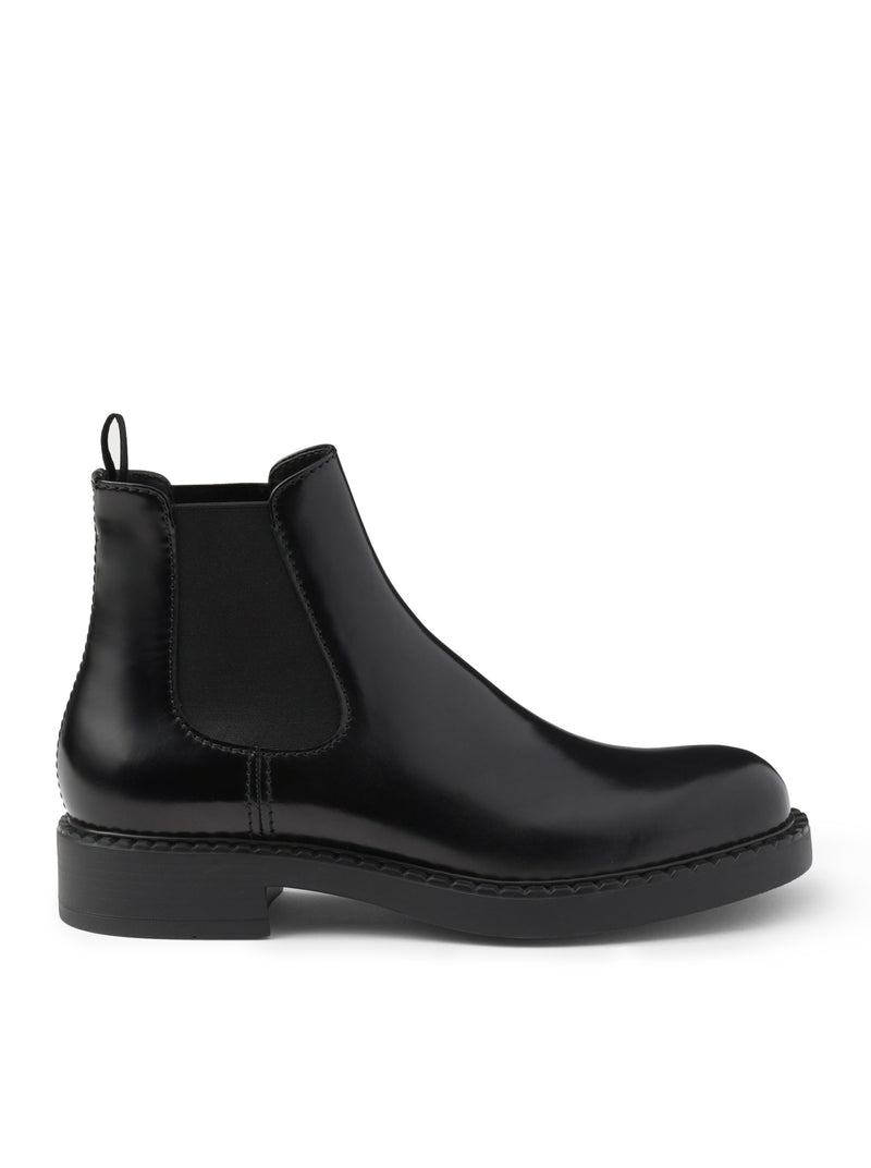 Prada Men Brushed Leather Chelsea Boots