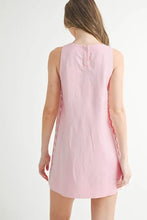 Load image into Gallery viewer, Linen Mix Side Ric Rac A-Line Mini Dress for Women – Casual Mini Dress, Summer Dress, A-Line Dress, Chic Peasant Dress, Vacation Dress, Flattering Fit Dress

