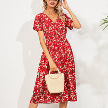 Load image into Gallery viewer, V-Neck Floral Print A-Line Satin Maxi Dress | 8 Colors

