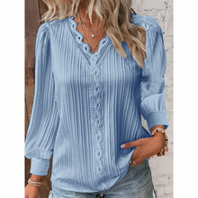 Load image into Gallery viewer, Women’s Lace-Trim V-Neck Blouse
