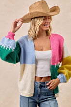 Load image into Gallery viewer, BiBi Color Block Open Front Sweater Cardigan
