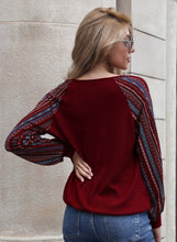 Load image into Gallery viewer, Two Tone Surplice V Neck Sweater
