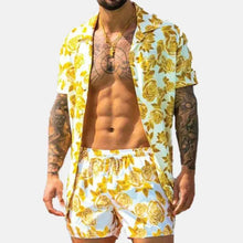 Load image into Gallery viewer, Men's Full Size Button Up Shirt and Shorts Set Plus Size
