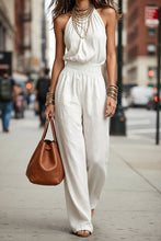 Load image into Gallery viewer, Women's Sleeveless Backless Lace-Up Halter Wide-Leg Jumpsuit
