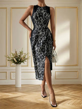 Load image into Gallery viewer, 🌹 Slit Rose Round Neck Sleeveless Midi Dress
