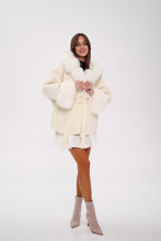 Load image into Gallery viewer, Genuine Polar Fox Fur Wool Hooded Coat
